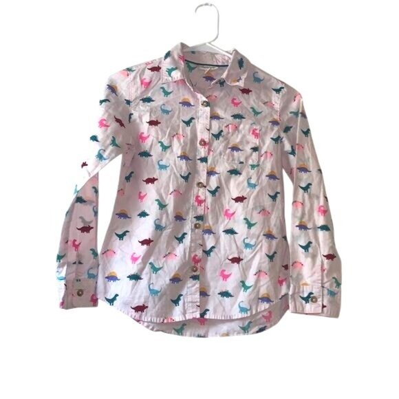 Cat & Jack Kids Dinosaur Print Long Sleeve Button-Up Shirt - Picture 1 of 8
